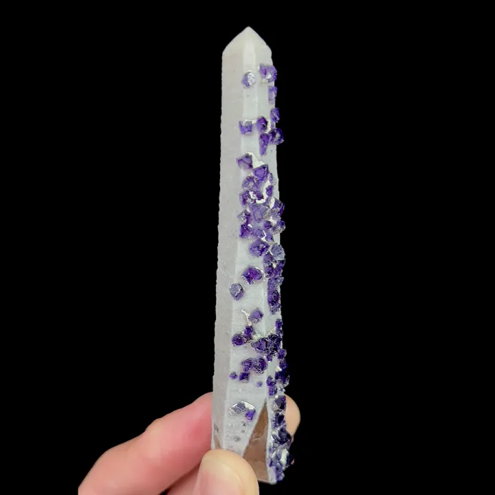 Natural Purple Octahedral Fluorite and Quartz, Mineral Specimen: Inner Mongolia,China (20*20*100MM) - image 4