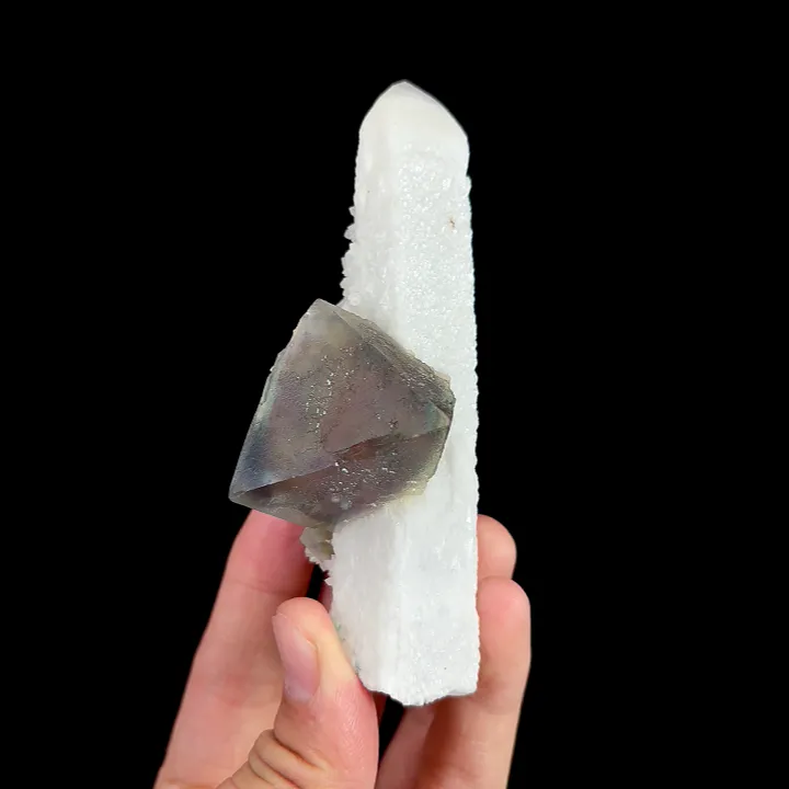 Natural Purple Octahedral Fluorite and Quartz, Mineral Specimen: Inner Mongolia,China (45*115*40MM) image