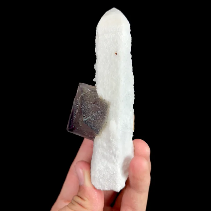 Natural Purple Octahedral Fluorite and Quartz, Mineral Specimen: Inner Mongolia,China (45*115*40MM) - image 2