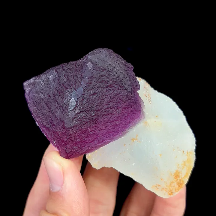 Natural Purple Octahedral Fluorite and Quartz, Mineral Specimen:Inner Mongolia,China (55*85*40MM) image