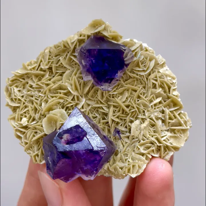 Natural Purple Octahedral Fluorite and Siderite, Mineral Specimen: Inner Mongolia,China (60*50*20MM) - image 5