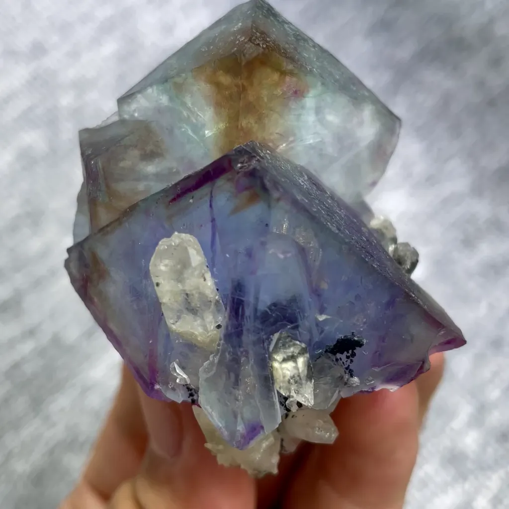 Natural Purple Octahedral Fluorite comes from Inner Mongolia,China  60*40*40MM image