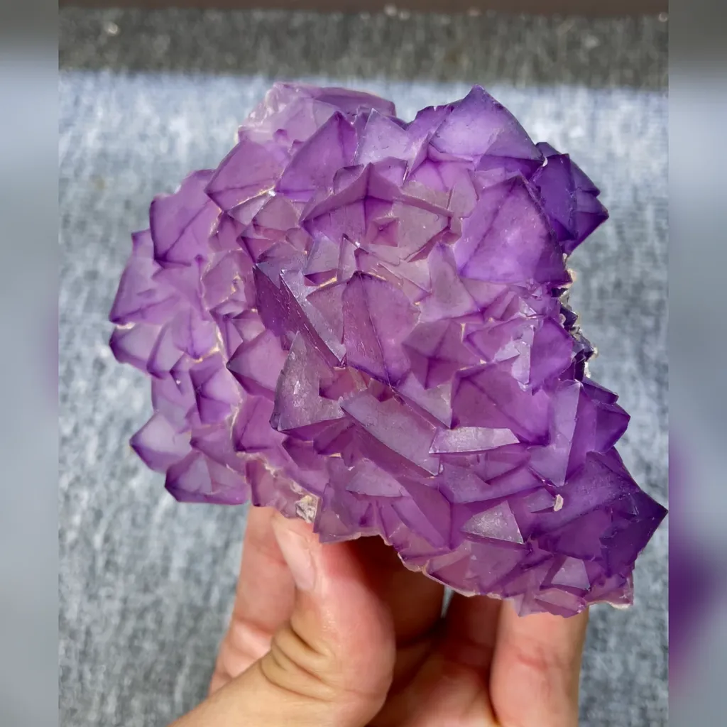 Natural Purple Octahedral Fluorite comes from Zhejiang,China 105*80*40MM - image 2