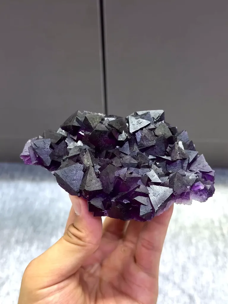 Natural Purple Octahedral Fluorite comes from Zhejiang,China 125*80*35MM - image 2