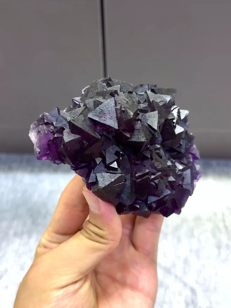 Natural Purple Octahedral Fluorite comes from Zhejiang,China 125*80*35MM - image 3