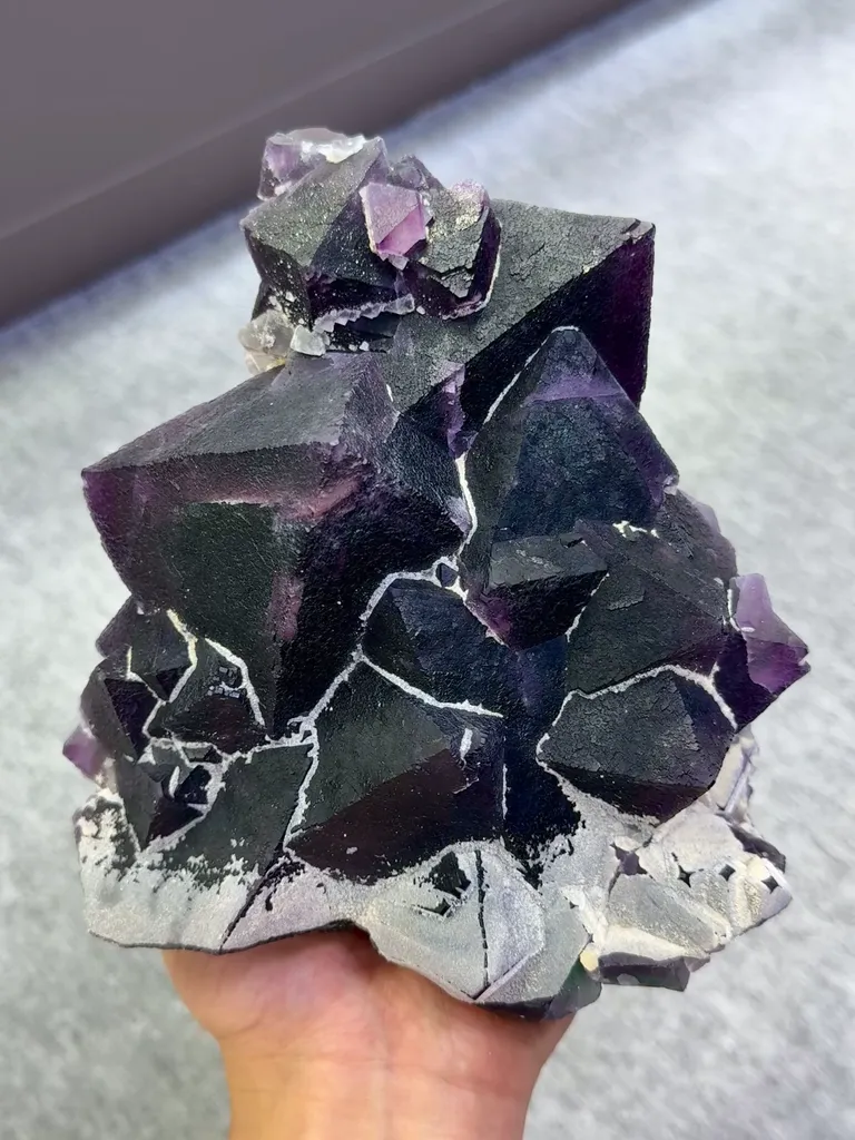 Natural Purple Octahedral Fluorite comes from Zhejiang,China 160*140*80MM - image 3