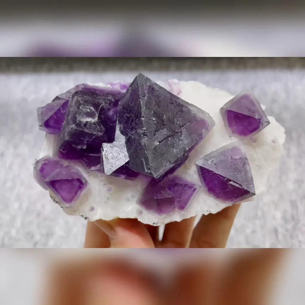 Natural Purple Octahedral Fluorite comes from Zhejiang,China 5*60*40MM - image 3