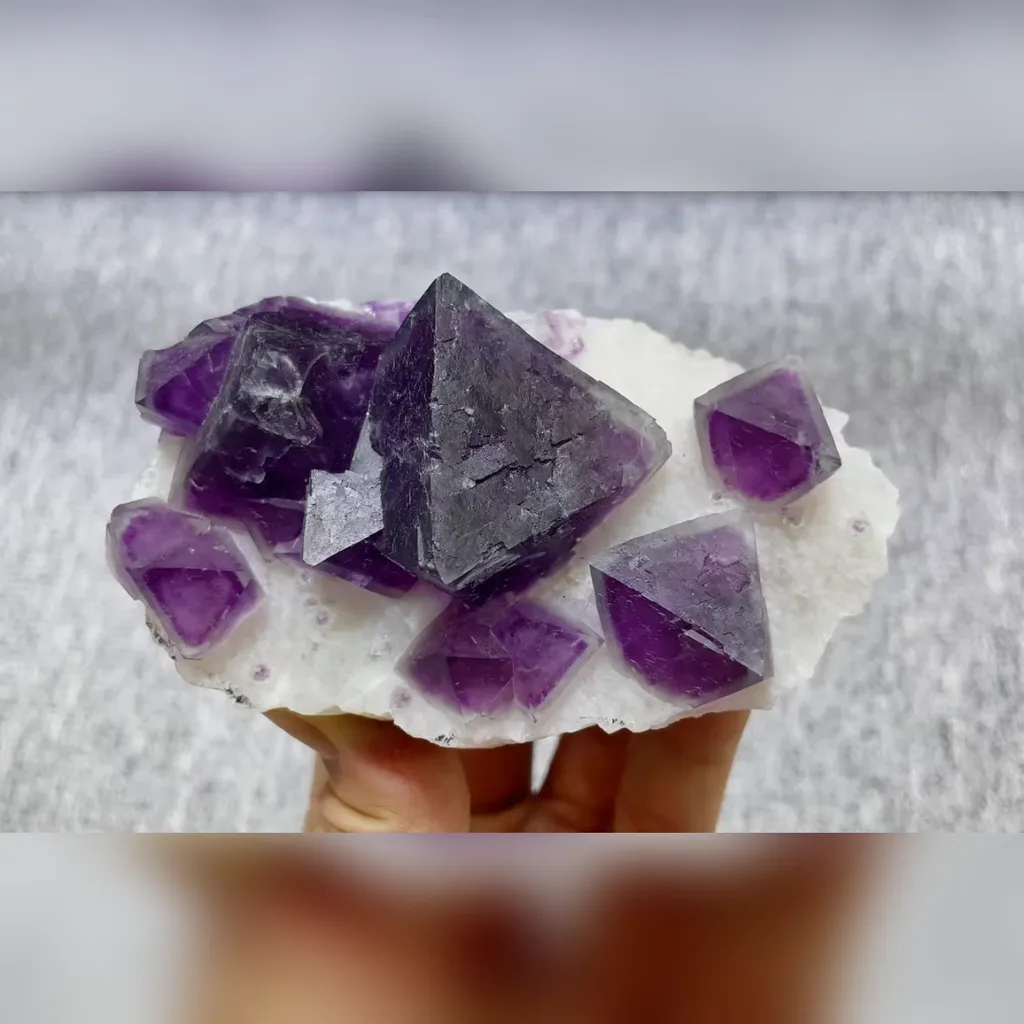Natural Purple Octahedral Fluorite comes from Zhejiang,China 5*60*40MM image