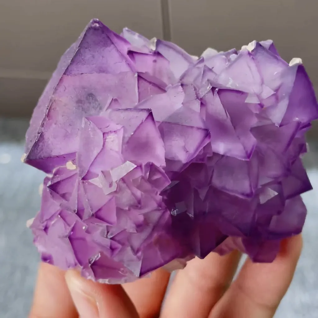 Natural Purple Octahedral Fluorite comes from Zhejiang,China 70*65*35MM - image 3