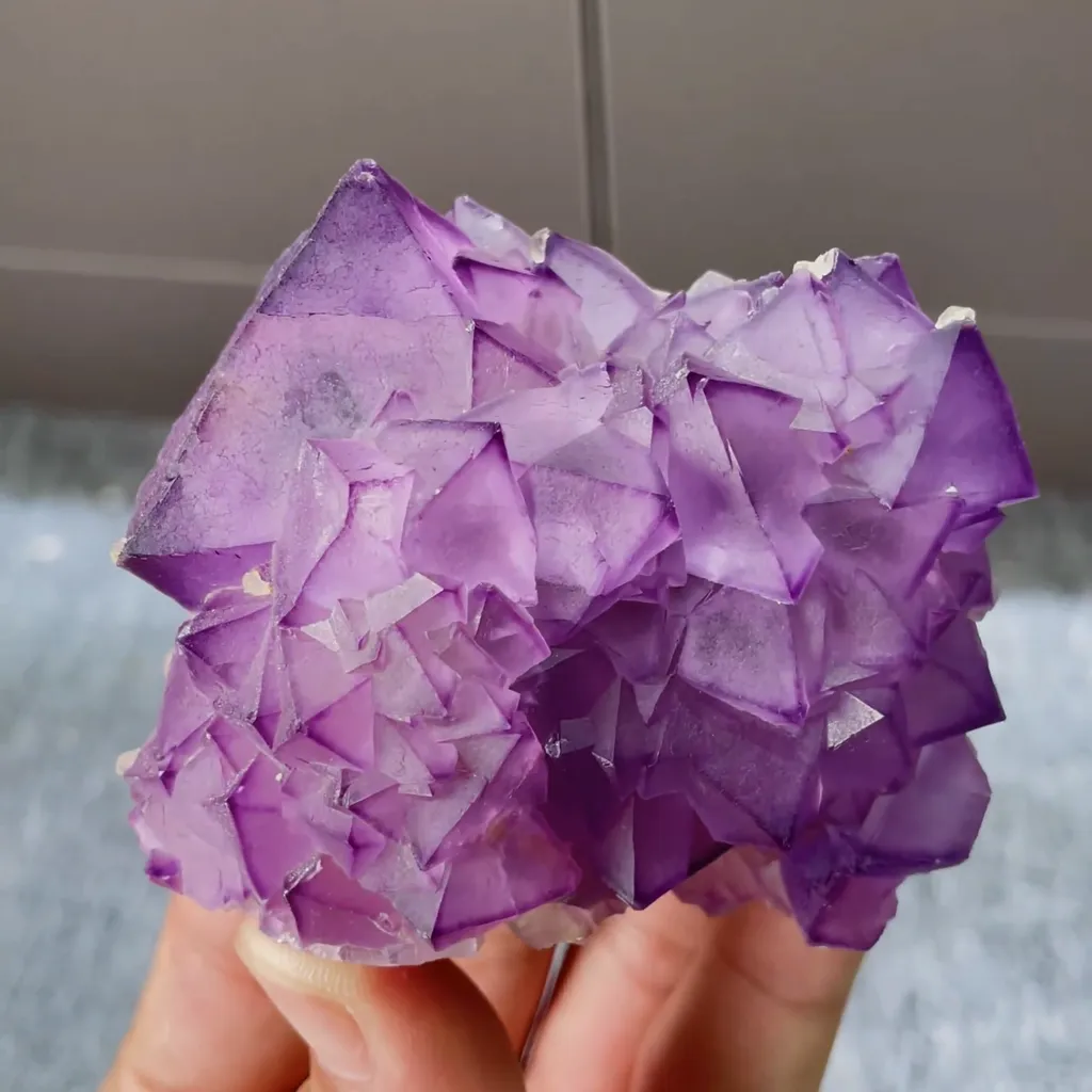 Natural Purple Octahedral Fluorite comes from Zhejiang,China 70*65*35MM - image 5