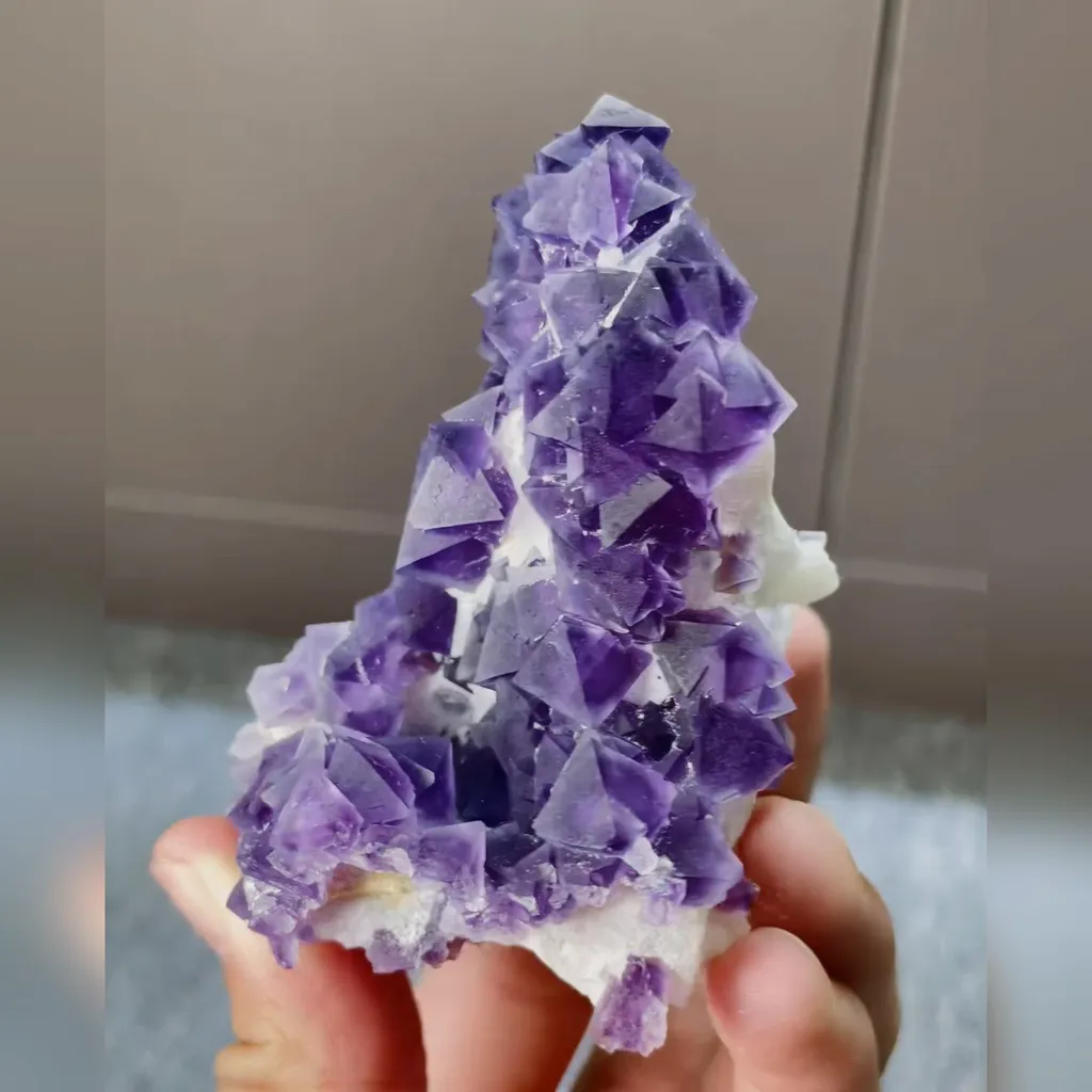 Natural Purple Octahedral Fluorite comes from Zhejiang,China 70*80*60MM - image 3