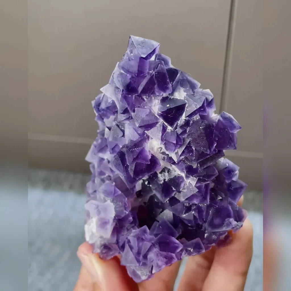 Natural Purple Octahedral Fluorite comes from Zhejiang,China 70*80*60MM - image 4