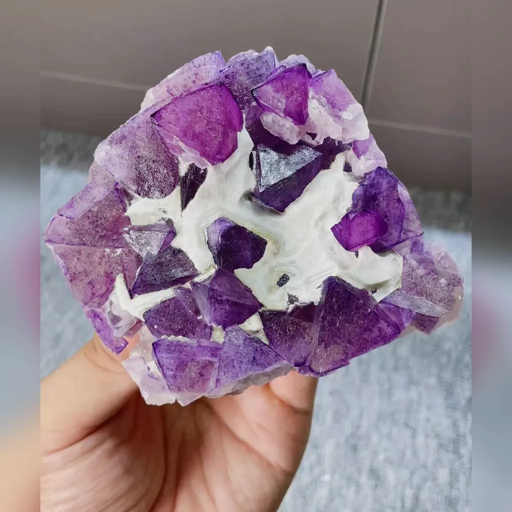 Natural Purple Octahedral Fluorite comes from Zhejiang,China 85*85*30MM - image 3