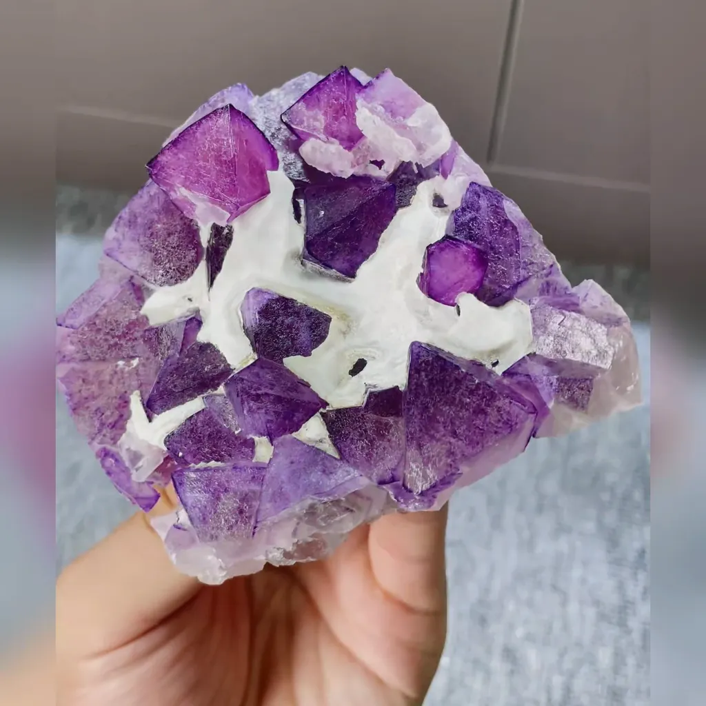 Natural Purple Octahedral Fluorite comes from Zhejiang,China 85*85*30MM - image 2