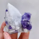 Natural Purple Octahedral Fluorite & Quartz, Mineral Specimen: Inner Mongolia,China (55*45*60mm) - image 5