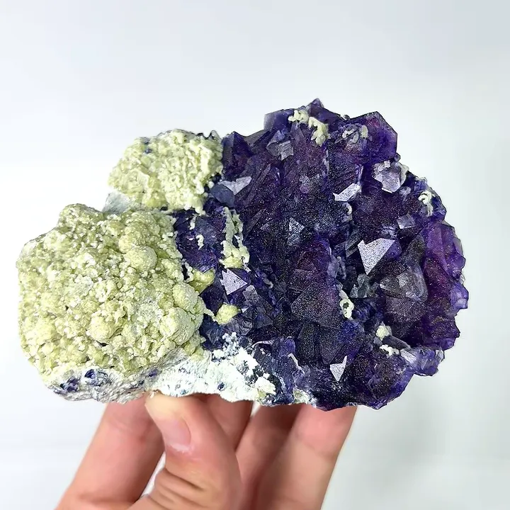 Natural Purple Octahedral Fluorite with Pyrite and Mica, Mineral Specimen: Inner Mongolia,China (110*80*40MM) - image 6