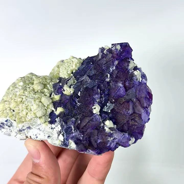 Natural Purple Octahedral Fluorite with Pyrite and Mica, Mineral Specimen: Inner Mongolia,China (110*80*40MM) - image 5