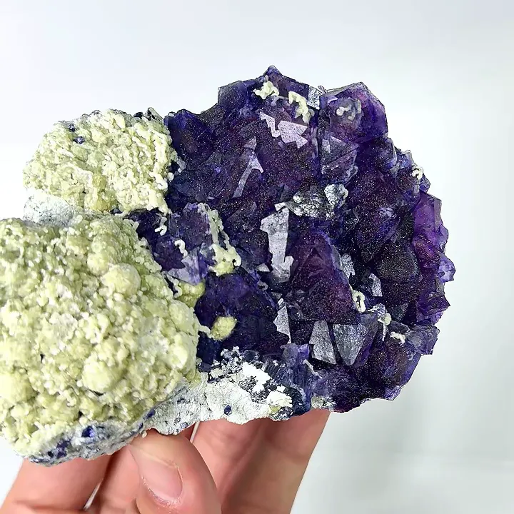 Natural Purple Octahedral Fluorite with Pyrite and Mica, Mineral Specimen: Inner Mongolia,China (110*80*40MM) - image 4