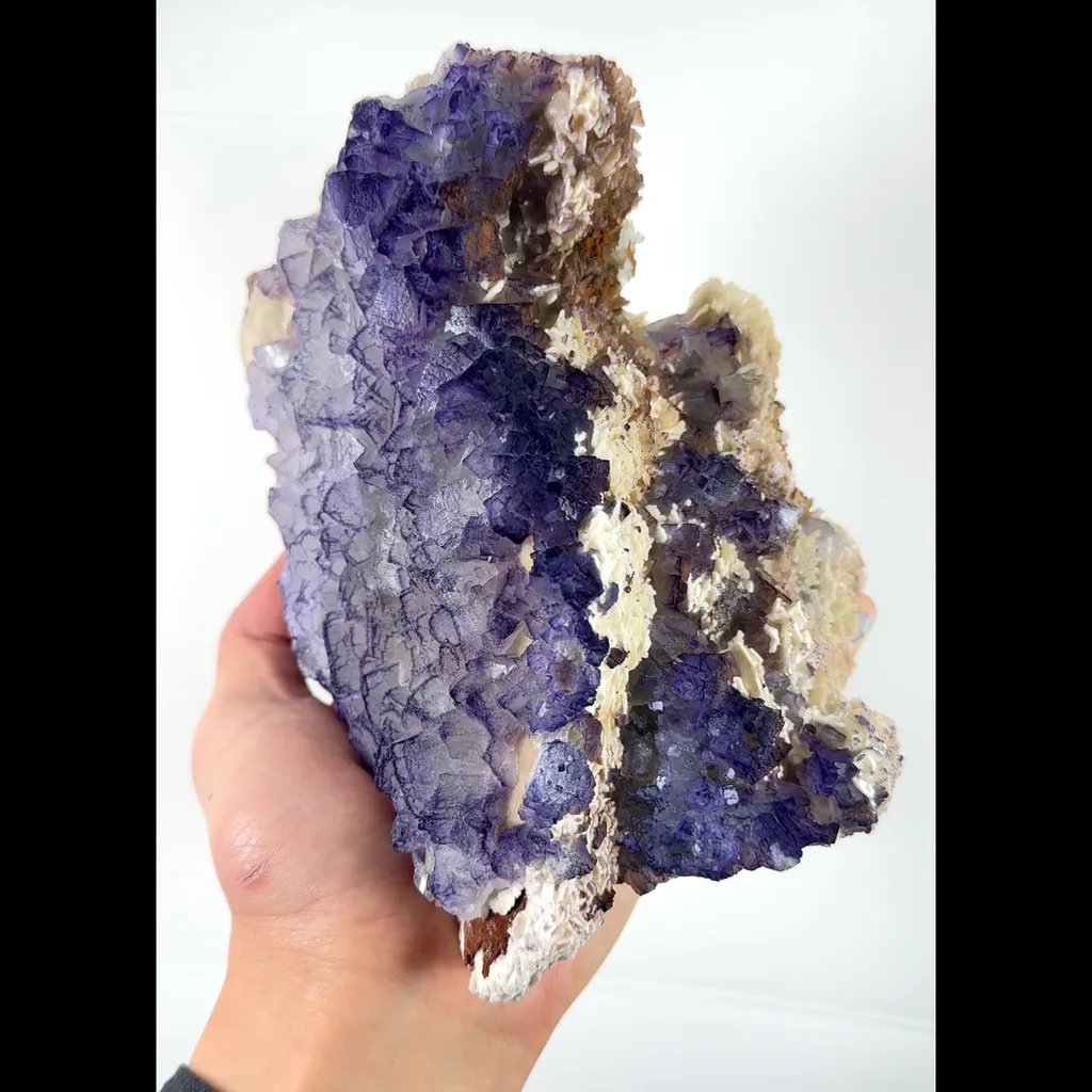 Natural Purple Pattern Fluorite and Barite Mineral Specimen,High Quality Specimen,GUIZHOU,CHINA(185*155*100mm) image