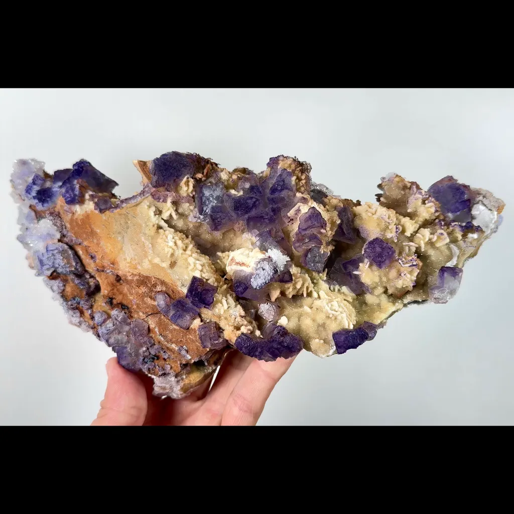 Natural Purple Pattern Fluorite Gypsum and Barite Mineral Specimen,High Quality Specimen,GUIZHOU,CHINA(255*100*65mm) image