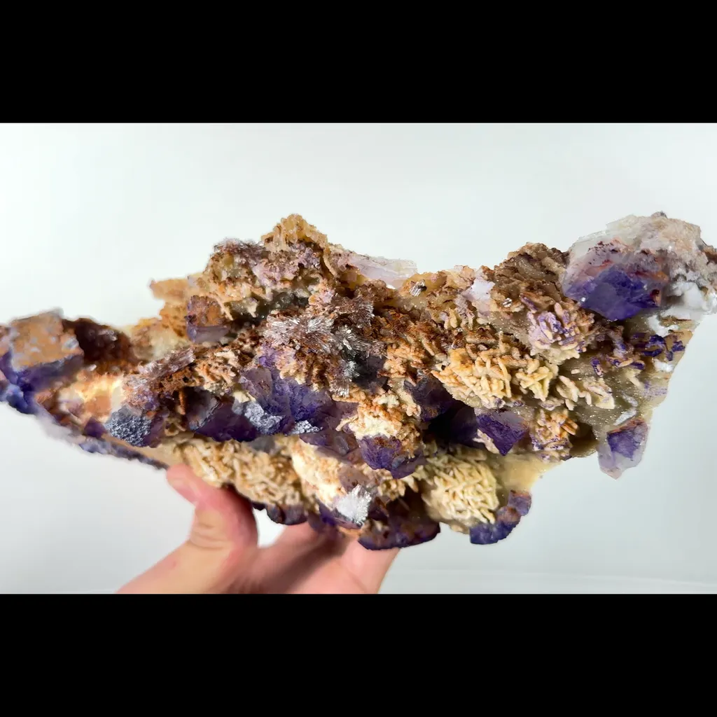 Natural Purple Pattern Fluorite Gypsum and Barite Mineral Specimen,High Quality Specimen,GUIZHOU,CHINA(255*100*65mm) - image 4