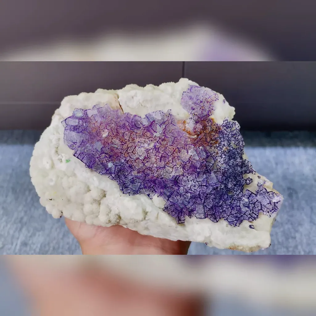 Natural Purple Patterned Fluorite and Quartz Symbiosis comes from Guizhou,China 170*90*50MM - image 4