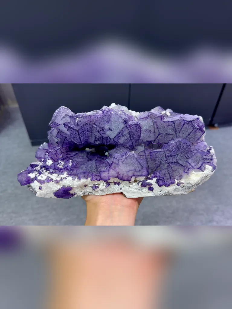 Natural Purple Patterned Fluorite comes from Guizhou,China 230*120*100MM image
