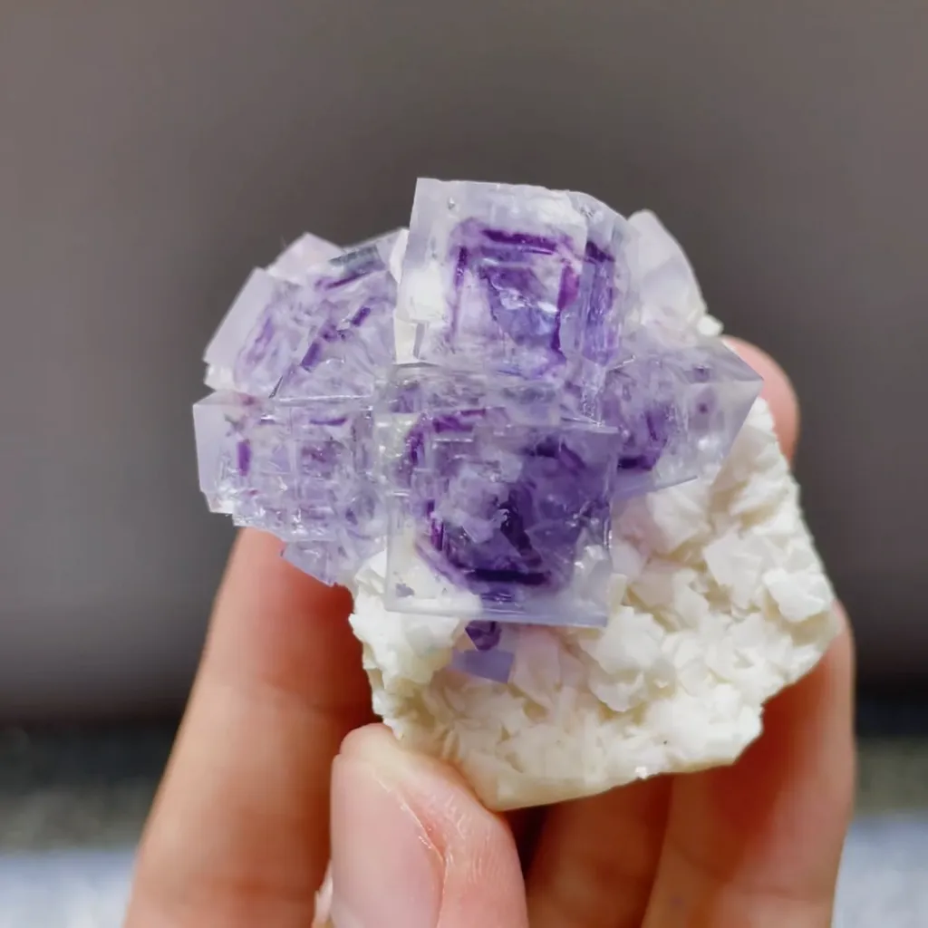 Natural Purple Phantom Cube Fluorite and Dolomite Symbiosis comes from Shangbao,Hunan 45*40*35MM - image 2