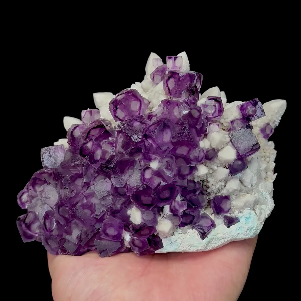 Natural Purple Phantom Cubic Fluorite and Candle Crystal Mineral Specimen,High Quality Specimen,INNER MONGOLIA,CHINA(140*110*90mm) image