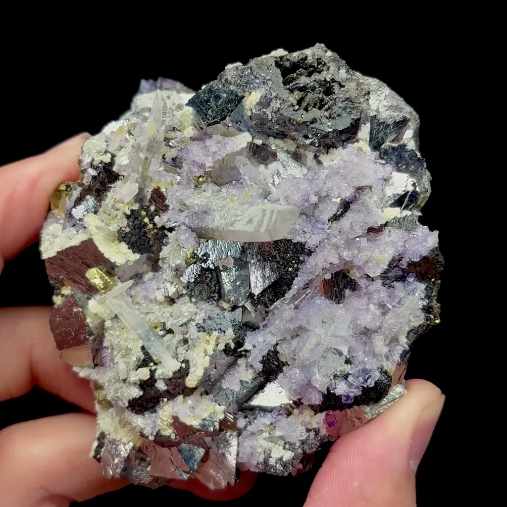 Natural Purple Phantom Fluorite and Arsenopyrite and Pyrite Mineral Specimen,High Quality Specimen,YAO GANG XIAN,HUNAN,CHINA(80*65*40mm) - image 4