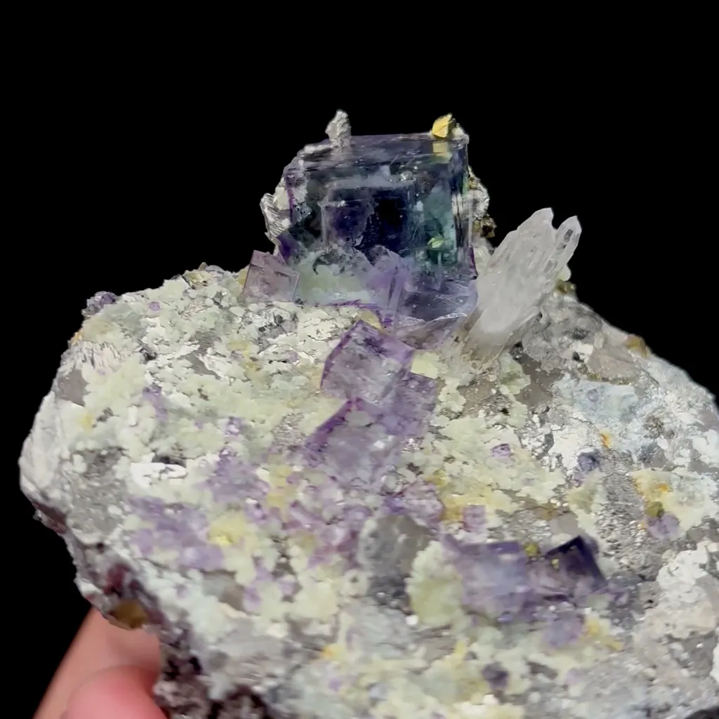 Natural Purple Phantom Fluorite and Arsenopyrite and Pyrite Mineral Specimen,High Quality Specimen,YAO GANG XIAN,HUNAN,CHINA(80*65*40mm) - image 2
