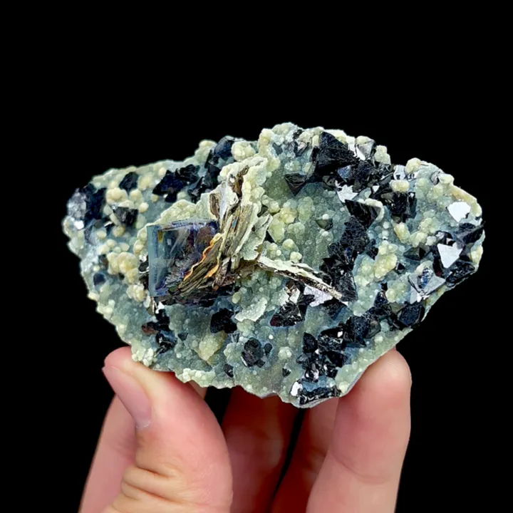 Natural Purple Phantom Fluorite and Arsenopyrite, Mineral Specimen: Inner Mongolia,China (85*50*25MM) image