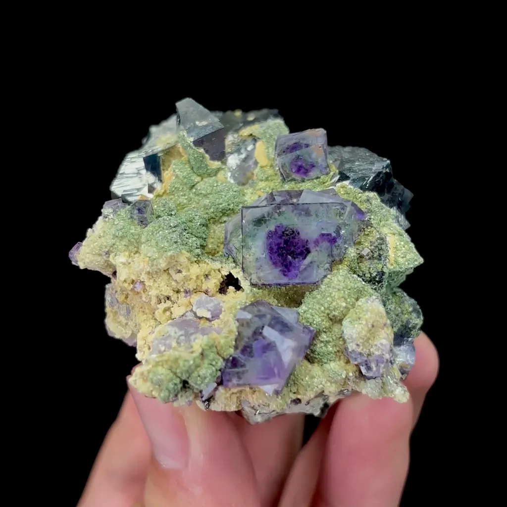 Natural Purple Phantom Fluorite and Arsenopyrite Mineral Specimen,High Quality Specimen,YAO GANG XIAN,HUNAN,CHINA(56*45*68mm) image