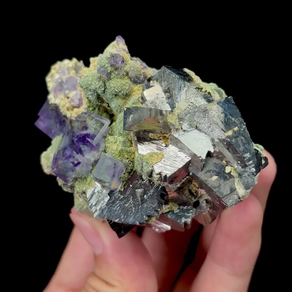 Natural Purple Phantom Fluorite and Arsenopyrite Mineral Specimen,High Quality Specimen,YAO GANG XIAN,HUNAN,CHINA(56*45*68mm) - image 3