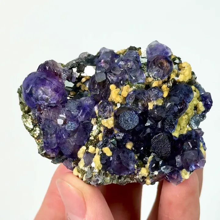 Natural Purple Phantom Fluorite and Arsenopyrite, Mineral Specimen:Yaogangxian,Hunan (65*45*20MM) image