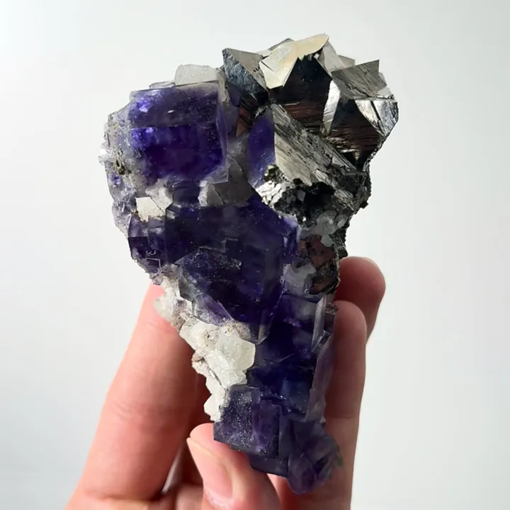 Natural Purple Phantom Fluorite and Arsenopyrite, Mineral Specimen:Yaogangxian,Hunan (70*95*50MM) - image 3