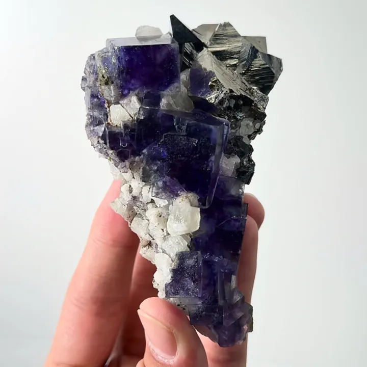 Natural Purple Phantom Fluorite and Arsenopyrite, Mineral Specimen:Yaogangxian,Hunan (70*95*50MM) - image 2