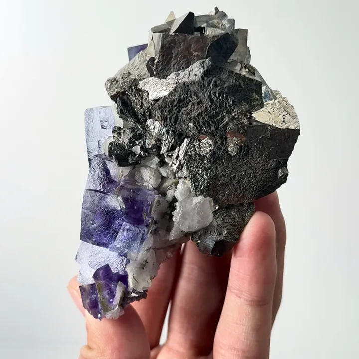 Natural Purple Phantom Fluorite and Arsenopyrite, Mineral Specimen:Yaogangxian,Hunan (70*95*50MM) - image 4