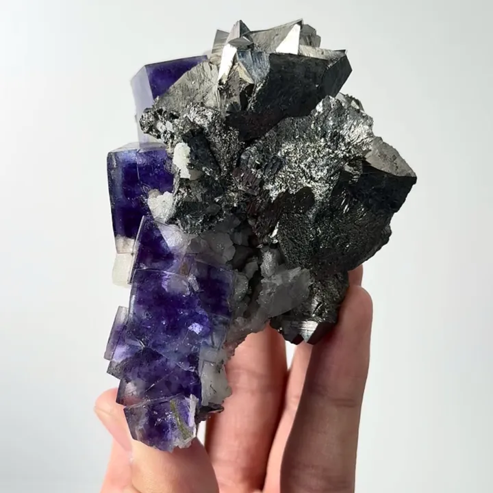 Natural Purple Phantom Fluorite and Arsenopyrite, Mineral Specimen:Yaogangxian,Hunan (70*95*50MM) image