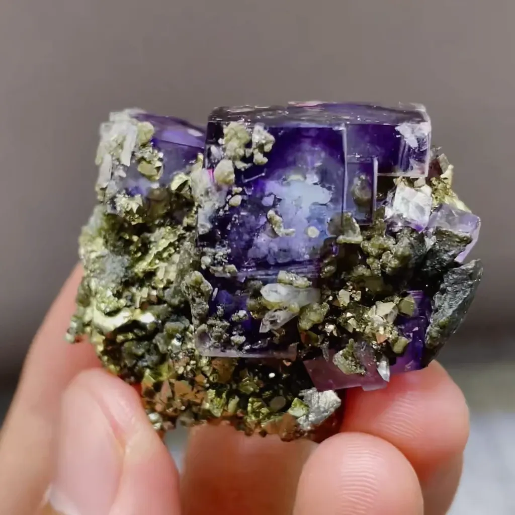 Natural Purple Phantom Fluorite and Arsenopyrite Symbiosis comes from Yaogangxian,Hunan 40*35*25MM - image 2