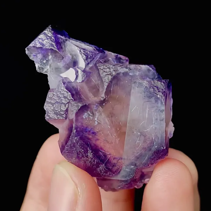 Natural Purple Phantom Fluorite and Bismuthinite, Mineral Specimen:Yaogangxian,Hunan (45*30*20MM) - image 4