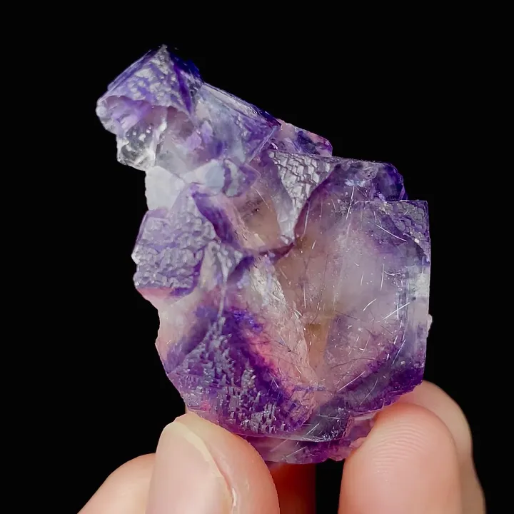 Natural Purple Phantom Fluorite and Bismuthinite, Mineral Specimen:Yaogangxian,Hunan (45*30*20MM) image