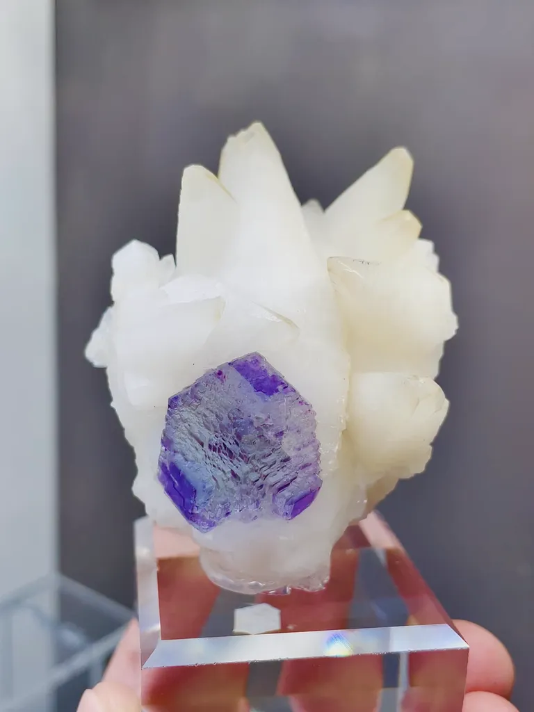 Natural Purple Phantom Fluorite and Calcite coexist comes from Shangbao,Hunan  50*40*55MM image