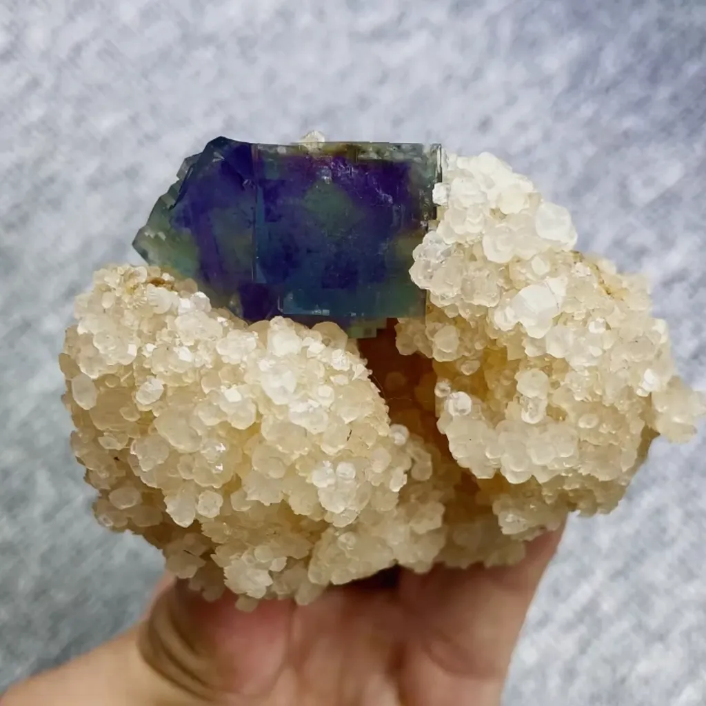 Natural Purple Phantom Fluorite and Calcite comes from Yaogangxian,Hunan 75*70*50MM image