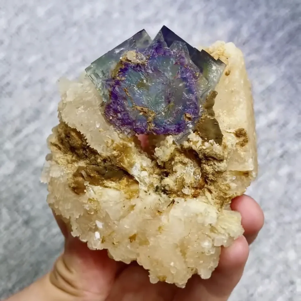 Natural Purple Phantom Fluorite and Calcite comes from Yaogangxian,Hunan 75*70*50MM - image 4