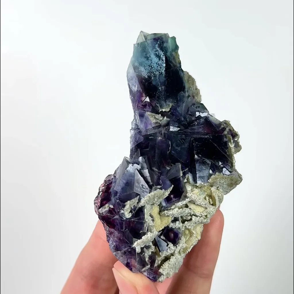 Natural Purple Phantom Fluorite and Calcite, Mineral Specimen: Inner Mongolia,China (100*45*25MM) - image 3