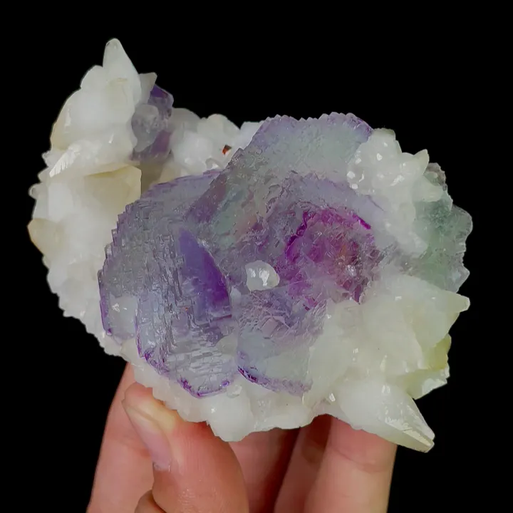 Natural Purple Phantom Fluorite and Calcite, Mineral Specimen: Shangbao,Hunan (90*60*35MM) - image 6