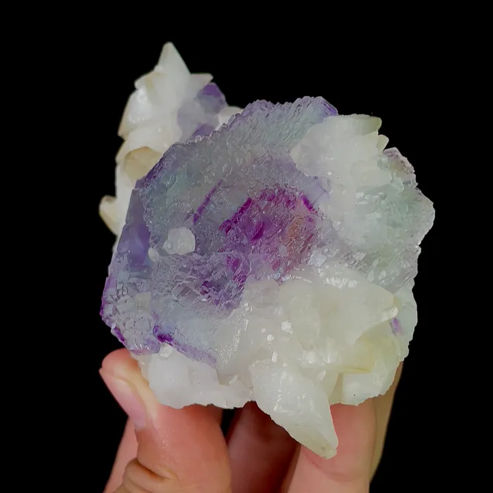Natural Purple Phantom Fluorite and Calcite, Mineral Specimen: Shangbao,Hunan (90*60*35MM) image