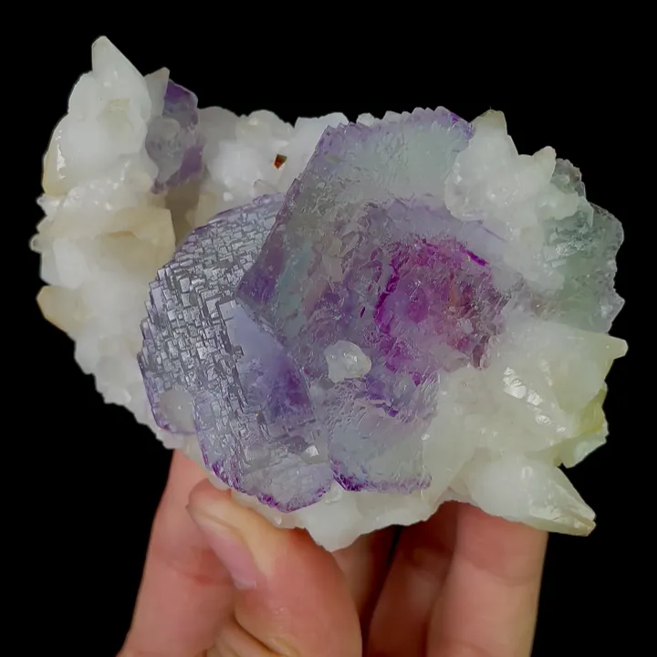 Natural Purple Phantom Fluorite and Calcite, Mineral Specimen: Shangbao,Hunan (90*60*35MM) - image 5