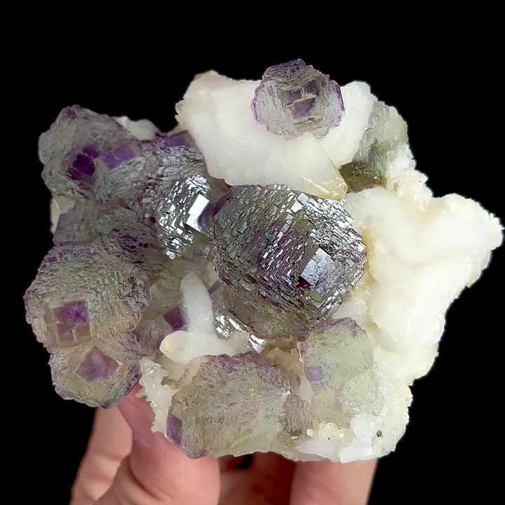 Natural Purple Phantom Fluorite and Calcite, Mineral Specimen:Shangbao,Hunan (75*90*40MM) image